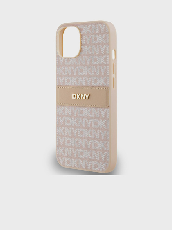 DKNY Κάλυμμα PU Leather Repeat Pattern Tonal Stripe Back Cover για iPhone 14 Pink DKNY