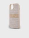 DKNY Κάλυμμα PU Leather Repeat Pattern Tonal Stripe Back Cover για iPhone 14 Pink DKNY