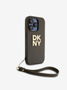 DKNY PU Leather Stack Logo Wrist Strap Back Cover για iPhone 14 Pro Brown DKNY