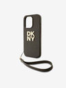 DKNY PU Leather Stack Logo Wrist Strap Back Cover για iPhone 14 Pro Brown DKNY