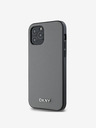 DKNY PU Leather Silver Metal Logo Magsafe Back Cover για iPhone 12/12 Pro Grey DKNY