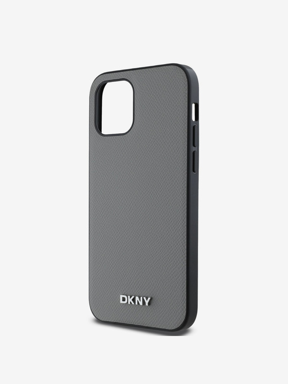 DKNY PU Leather Silver Metal Logo Magsafe Back Cover για iPhone 12/12 Pro Grey DKNY