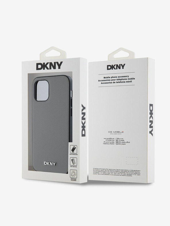 DKNY PU Leather Silver Metal Logo Magsafe Back Cover για iPhone 12/12 Pro Grey DKNY