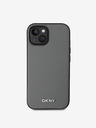 DKNY PU Leather Silver Metal Logo Magsafe Back Cover για iPhone 15 Grey DKNY