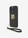 DKNY PU Leather Stack Logo Wrist Strap Back Cover για iPhone 15 Pro Brown DKNY