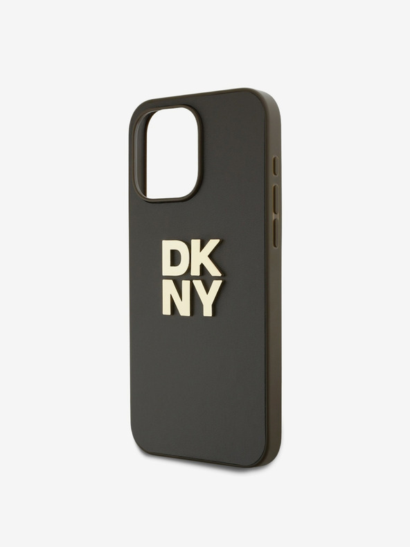 DKNY PU Leather Stack Logo Wrist Strap Back Cover για iPhone 15 Pro Brown DKNY