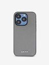 DKNY PU Leather Silver Metal Logo Magsafe Back Cover για iPhone 15 Pro Max Grey DKNY