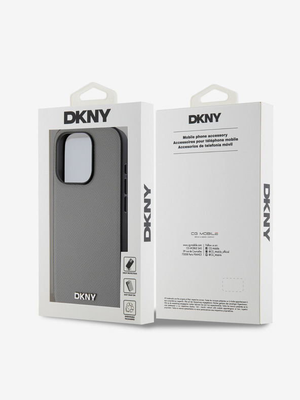 DKNY PU Leather Silver Metal Logo Magsafe Back Cover για iPhone 15 Pro Max Grey DKNY