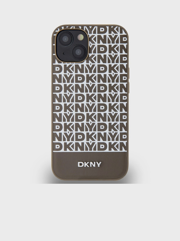 DKNY PU Leather Repeat Pattern Bottom Stripe MagSafe Back Cover για iPhone 15 Brown DKNY