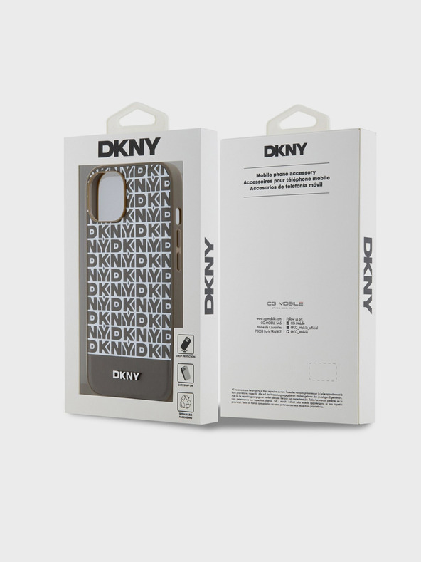 DKNY PU Leather Repeat Pattern Bottom Stripe MagSafe Back Cover για iPhone 15 Brown DKNY
