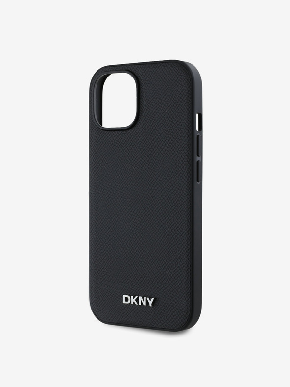DKNY PU Leather Silver Metal Logo Magsafe Back Cover για iPhone 14 Μαύρο DKNY