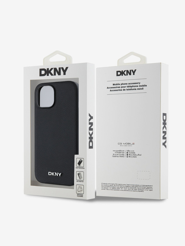 DKNY PU Leather Silver Metal Logo Magsafe Back Cover για iPhone 14 Μαύρο DKNY