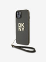 DKNY PU Leather Stack Logo Wrist Strap Back Cover για iPhone 13 Brown DKNY