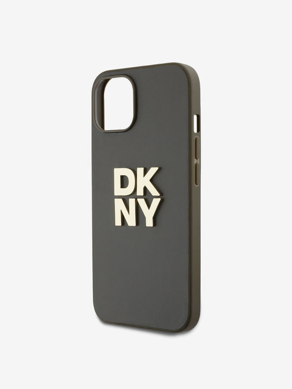 DKNY PU Leather Stack Logo Wrist Strap Back Cover για iPhone 13 Brown DKNY