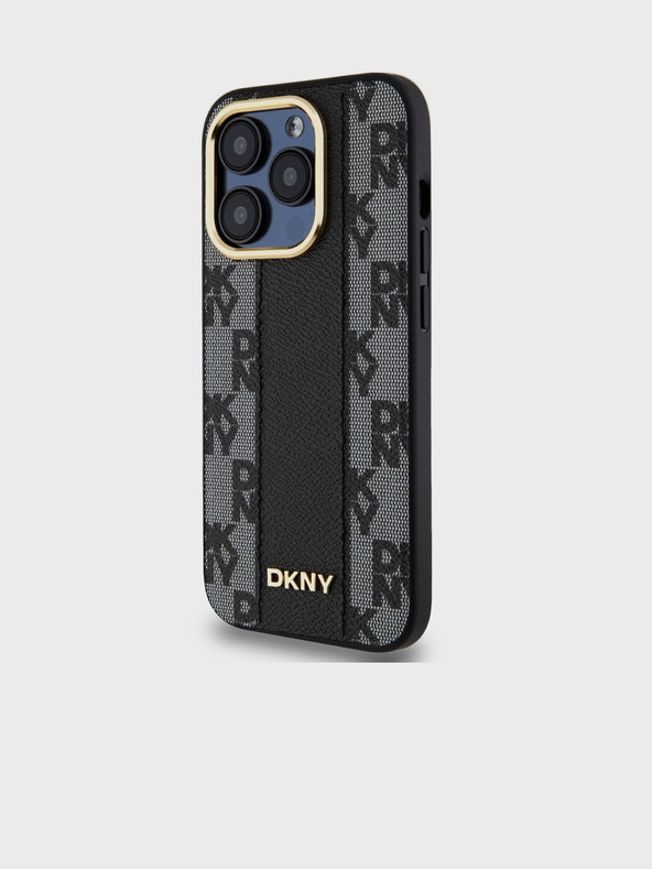DKNY PU δέρμα καρό μοτίβο Magsafe πίσω κάλυμμα για iPhone 15 Pro μαύρο DKNY