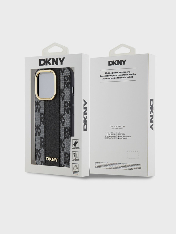 DKNY PU δέρμα καρό μοτίβο Magsafe πίσω κάλυμμα για iPhone 15 Pro μαύρο DKNY