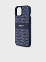 DKNY Κάλυμμα PU Leather Repeat Pattern Tonal Stripe Back Cover για iPhone 15 Blue DKNY