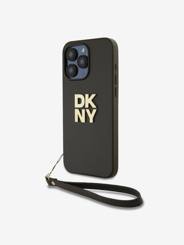 DKNY PU Leather Stack Logo Wrist Strap Back Cover για iPhone 14 Pro Max Brown DKNY