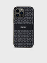 DKNY Κάλυμμα PU Leather Repeat Pattern Tonal Stripe Back Cover για iPhone 14 Pro Μαύρο DKNY