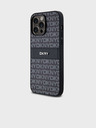 DKNY Κάλυμμα PU Leather Repeat Pattern Tonal Stripe Back Cover για iPhone 14 Pro Μαύρο DKNY