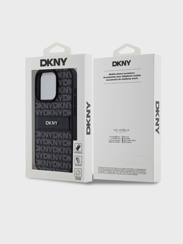 DKNY Κάλυμμα PU Leather Repeat Pattern Tonal Stripe Back Cover για iPhone 14 Pro Μαύρο DKNY