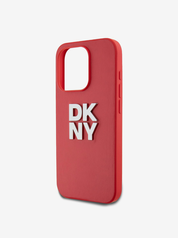 DKNY PU Leather Stack Logo Wrist Strap Back Cover για iPhone 15 Pro Red DKNY
