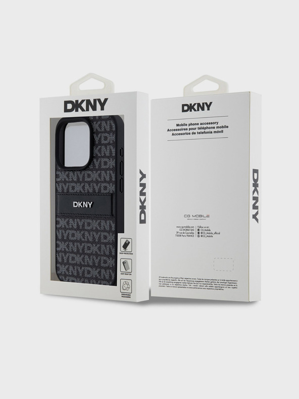 DKNY Κάλυμμα PU Leather Repeat Pattern Tonal Stripe Back Cover για iPhone 14 Pro Max Μαύρο DKNY