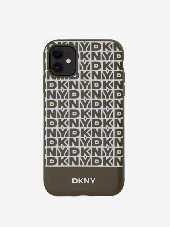 DKNY Κάλυμμα PU Leather Repeat Pattern Bottom Stripe MagSafe Back Cover για iPhone 11 Brown DKNY