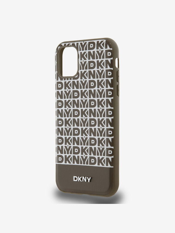 DKNY Κάλυμμα PU Leather Repeat Pattern Bottom Stripe MagSafe Back Cover για iPhone 11 Brown DKNY