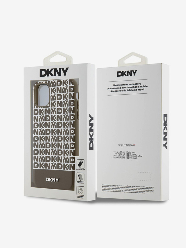 DKNY Κάλυμμα PU Leather Repeat Pattern Bottom Stripe MagSafe Back Cover για iPhone 11 Brown DKNY