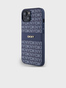DKNY PU Leather Repeat Pattern Tonal Stripe Back Cover για iPhone 14 Blue DKNY