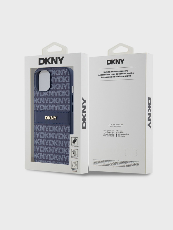 DKNY PU Leather Repeat Pattern Tonal Stripe Back Cover για iPhone 14 Blue DKNY
