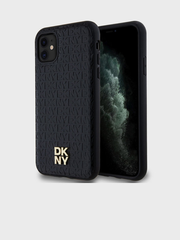 DKNY Πίσω κάλυμμα PU Leather Repeat Pattern Stack Logo Magsafe για iPhone 11 Μαύρο DKNY