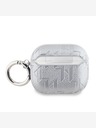 Karl Lagerfeld PU ανάγλυφη θήκη κεφαλών Karl και Choupette για AirPods 3 Silver Karl Lagerfeld