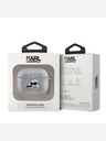 Karl Lagerfeld PU ανάγλυφη θήκη κεφαλών Karl και Choupette για AirPods 3 Silver Karl Lagerfeld