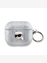 Karl Lagerfeld Θήκη κεφαλής PU με ανάγλυφο Karl για AirPods 3 Silver Karl Lagerfeld