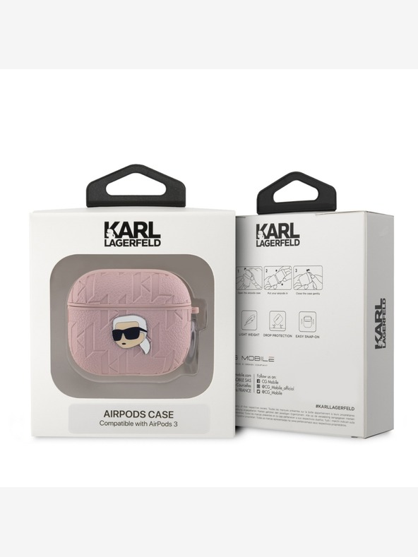 Karl Lagerfeld PU ανάγλυφη θήκη Karl Head για AirPods 3 ροζ Karl Lagerfeld