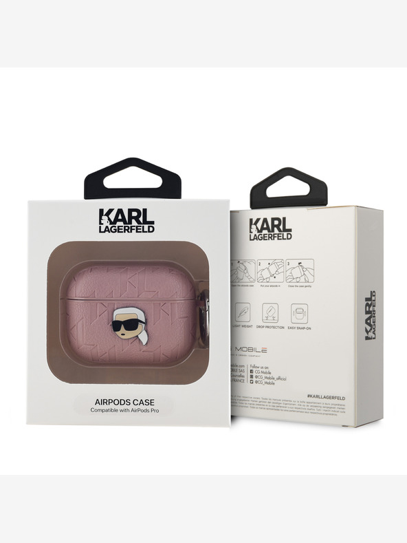 Karl Lagerfeld Θήκη κεφαλής Karl Lagerfeld PU με ανάγλυφο Karl για AirPods Pro Ροζ
