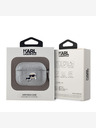 Karl Lagerfeld Θήκη Karl Lagerfeld PU με ανάγλυφα κεφάλια Karl και Choupette για AirPods Pro Ασημί