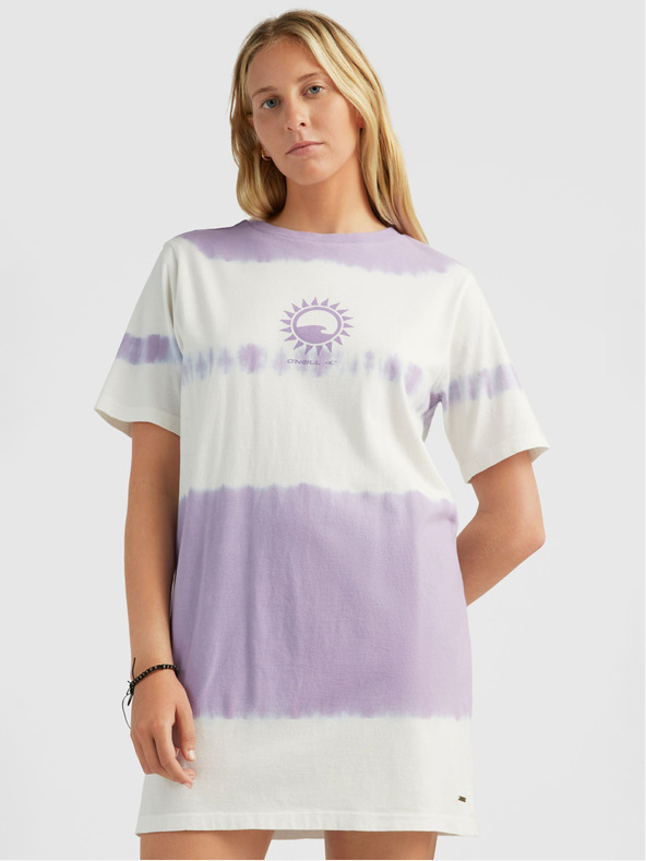 O'Neill Μωβ και λευκό γυναικείο μοτίβο O'Neill WOW T-SHIRT DRESS