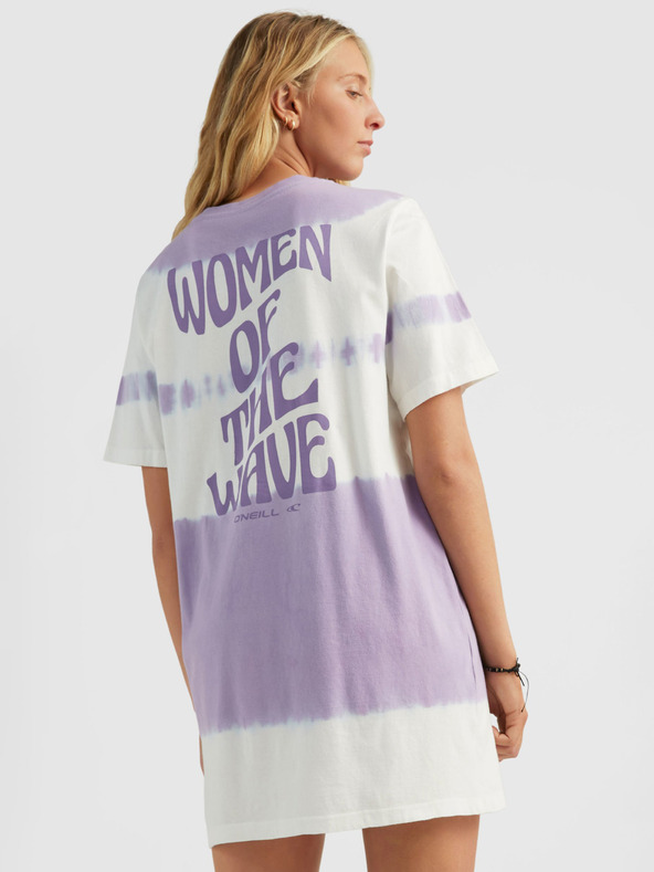 O'Neill Μωβ και λευκό γυναικείο μοτίβο O'Neill WOW T-SHIRT DRESS