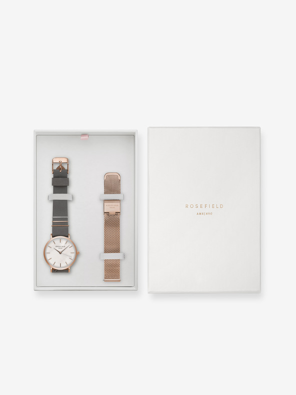 Rosefield Rosefield West Village WEGTR-X184 ρολόι ροζ χρυσό σετ δώρου