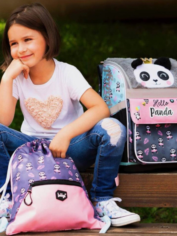 BAAGL  Γκρι σχολική τσάντα zippy panda Baagl