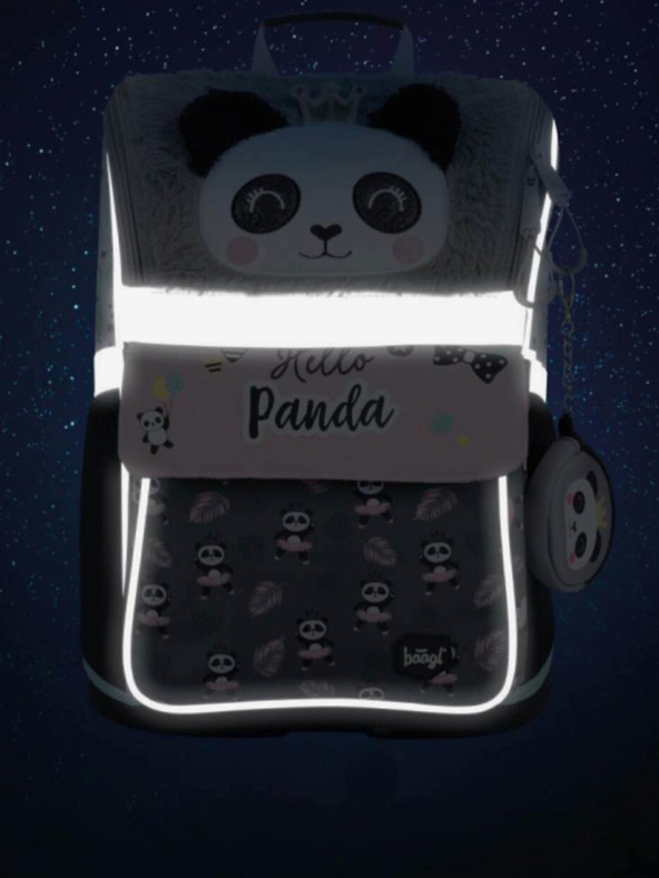 BAAGL  Γκρι σχολική τσάντα zippy panda Baagl