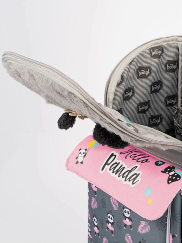 BAAGL  Γκρι σχολική τσάντα zippy panda Baagl