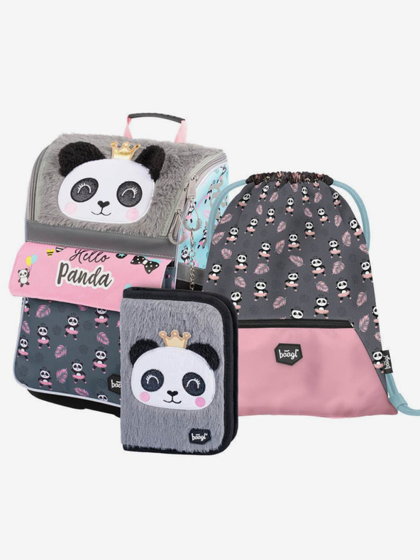 BAAGL  Γκρι 3 σετ zippy panda: χαρτοφύλακας, μολυβοθήκη, τσάντα Baagl