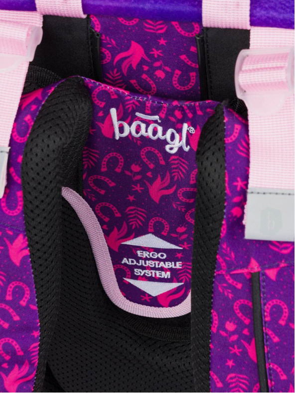 BAAGL  Μωβ σχολικό σετ Ergo - χαρτοφύλακας, μολυβοθήκη, τσάντα Baagl Horse