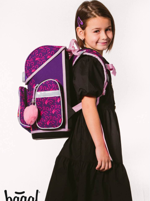 BAAGL  Μωβ σχολικό σετ Ergo - χαρτοφύλακας, μολυβοθήκη, τσάντα Baagl Horse