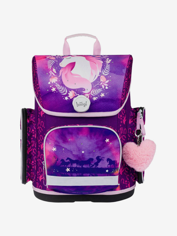 BAAGL  Μωβ σχολικό σετ Ergo - χαρτοφύλακας, μολυβοθήκη, τσάντα Baagl Horse