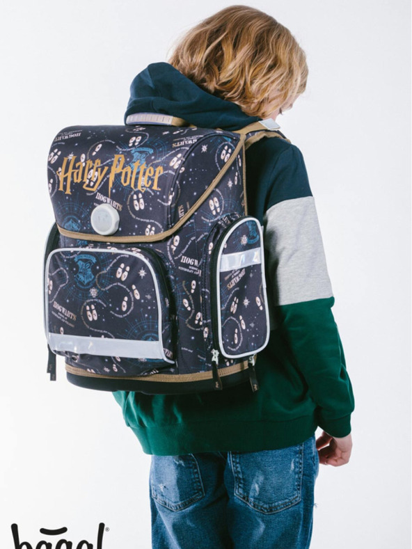 BAAGL  Μπλε σχολική τσάντα Ergo Baagl Harry Potter Pobertův Plánek